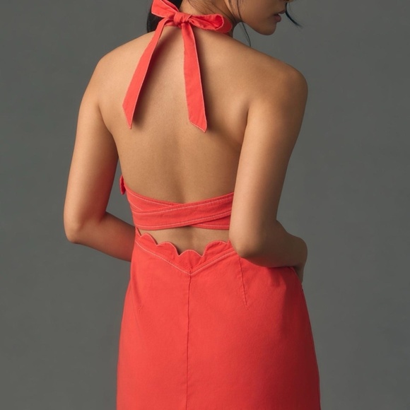 NWT Anthropologie Maeve V-Neck Halter Scallop Mini Dress 12 - Picture 7 of 7